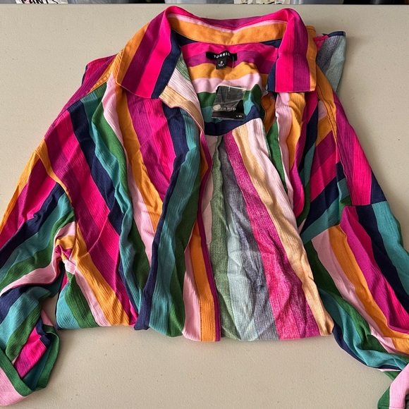 NWT Torrid Oversized Kimono Gauze Shirt Rainbow Rugby Stripe 3X - Picture 4 of 5